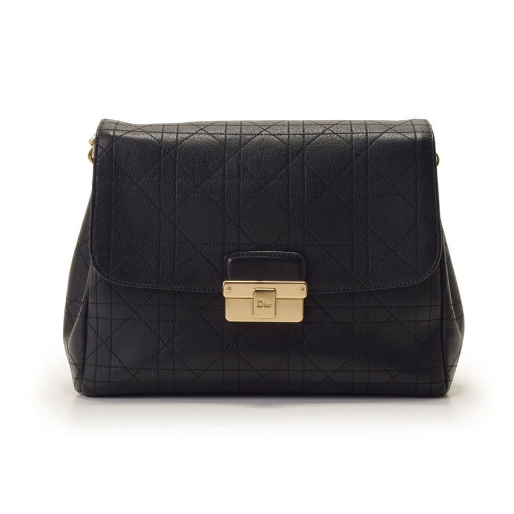 Dior shoulder bag black calfskin GG by CHRISTIAN